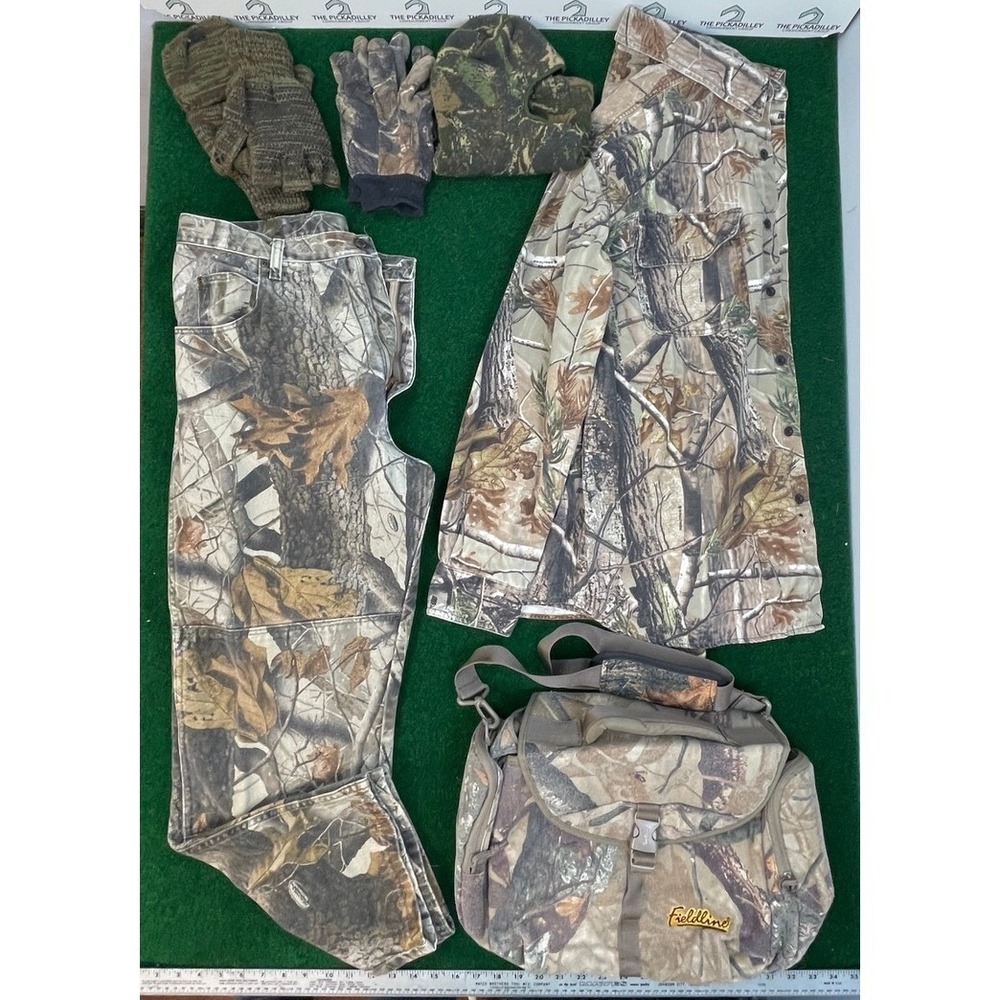 Guide Series Wrangler Realtree Camo Hunting Bundle Shirt Pants Bag Mask Gloves